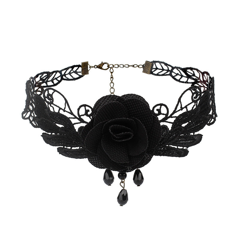 Retro Black Lace Tassel Gothic Lolita Chocker