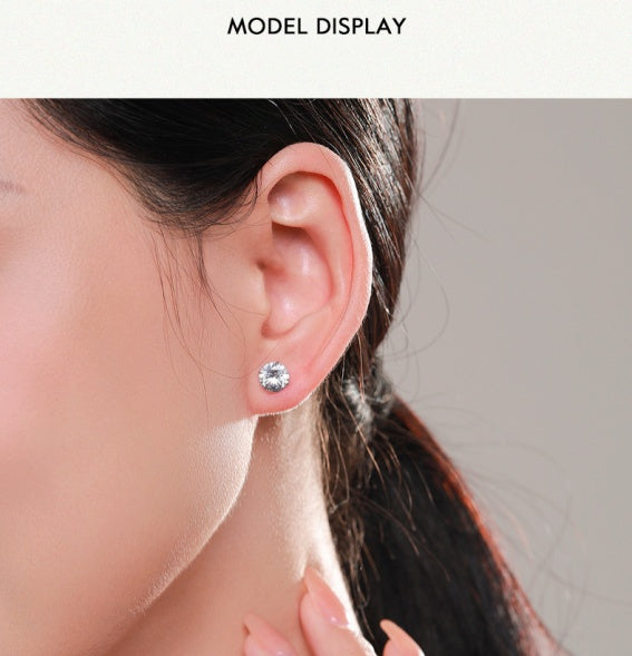 Unique Fashion Design Japanese-Korean Style Mild Luxe Sparkling Zirconia Stud Earrings