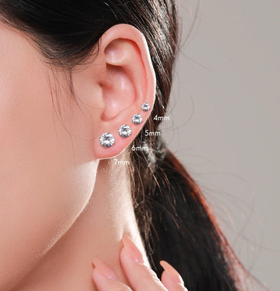 Unique Fashion Design Japanese-Korean Style Mild Luxe Sparkling Zirconia Stud Earrings