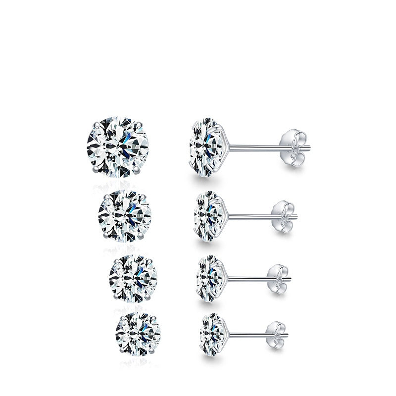 Unique Fashion Design Japanese-Korean Style Mild Luxe Sparkling Zirconia Stud Earrings