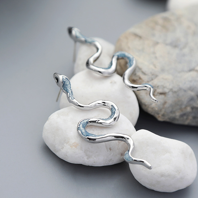 Devil's Eye Blue Snake Stud Earring