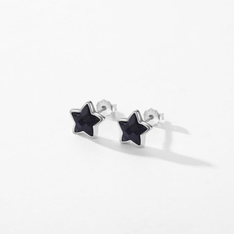 Niche Kanyo Minimalist Design Obsidian Star Stud Earring