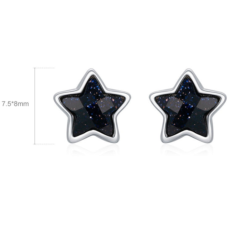 Niche Kanyo Minimalist Design Obsidian Star Stud Earring