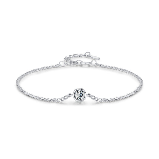 Korean-style Restrained Moissanite Solitaire Chain Bracelet