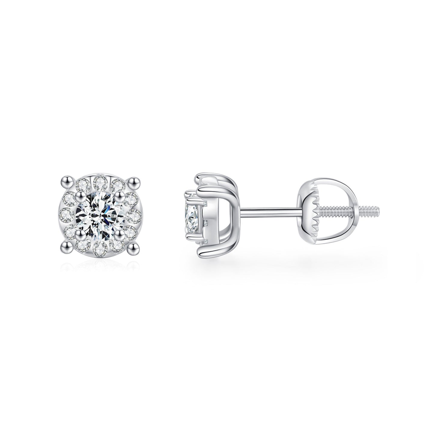 Moissanite Classic French Style Claw-Set Stud Earrings