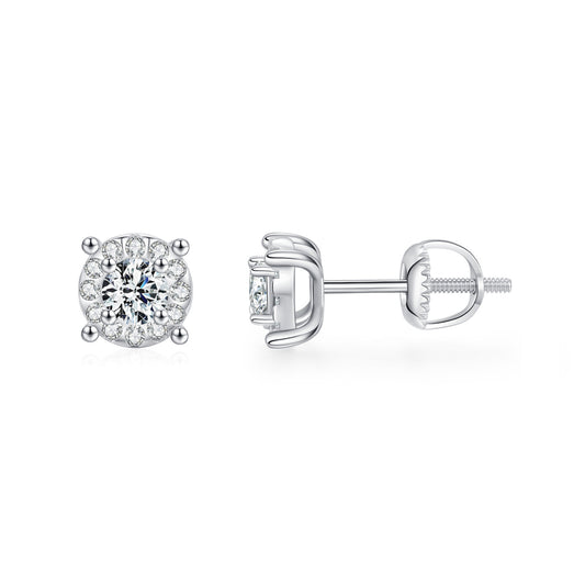 Moissanite Classic French Style Claw-Set Stud Earrings