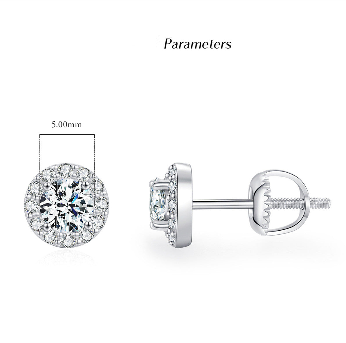 Moissanite Sparkling high-end feeling Versatile Ear Studs