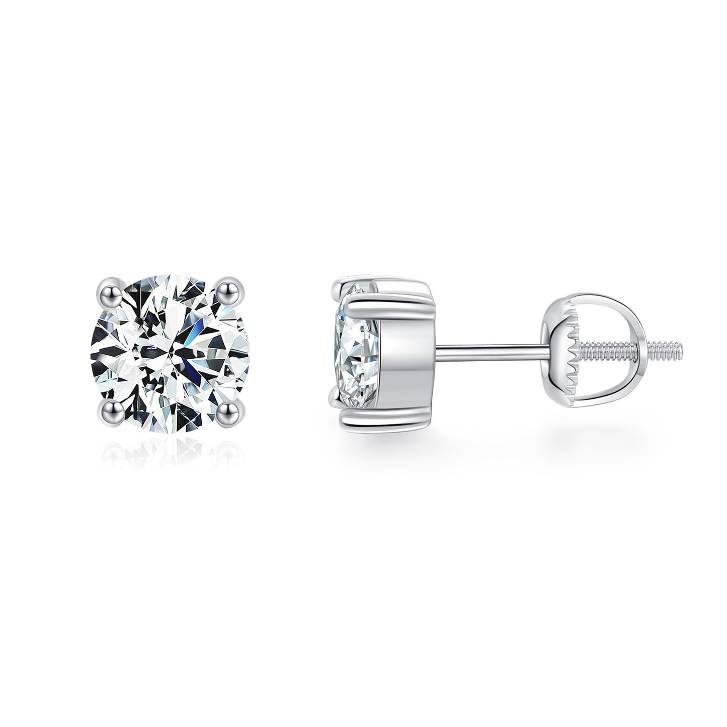 Moissanite Sterling Silver French Style Elegant Versatile Ear Studs