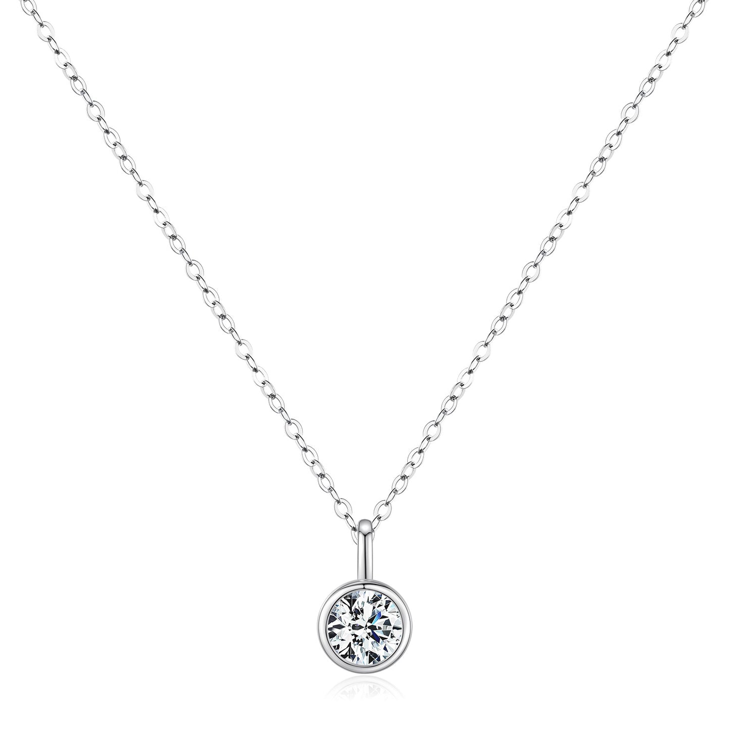 Moissanite Classic Simple Style Sterling Silver Dainty Necklace