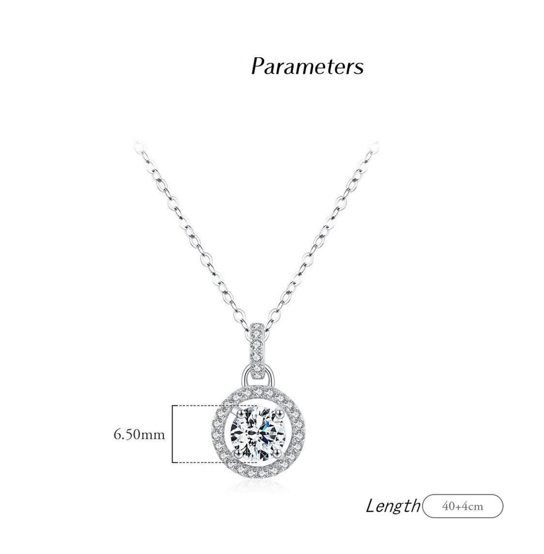 Luxurious French Style Full Moissanite Pendant Dainty Necklace