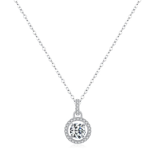 Luxurious French Style Full Moissanite Pendant Dainty Necklace