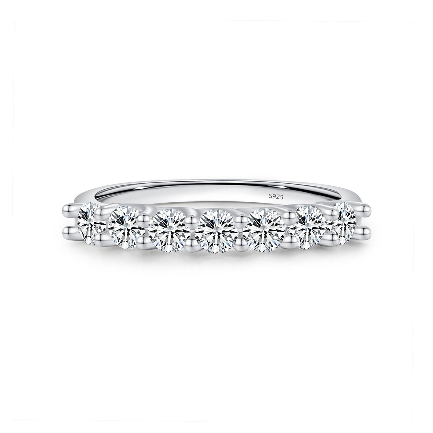 Luxurious French Style Moissanite Half-Eternity Ring