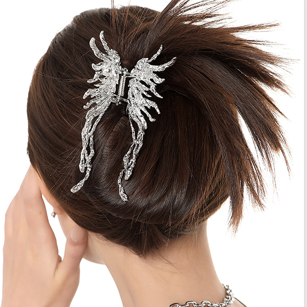 Chic Silver Butterfly Hair Claw Clip