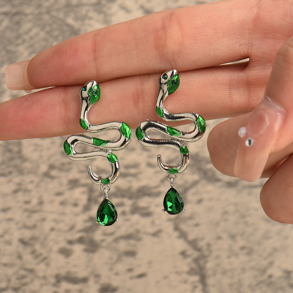"Slytherin" Snake Chic Green Earring