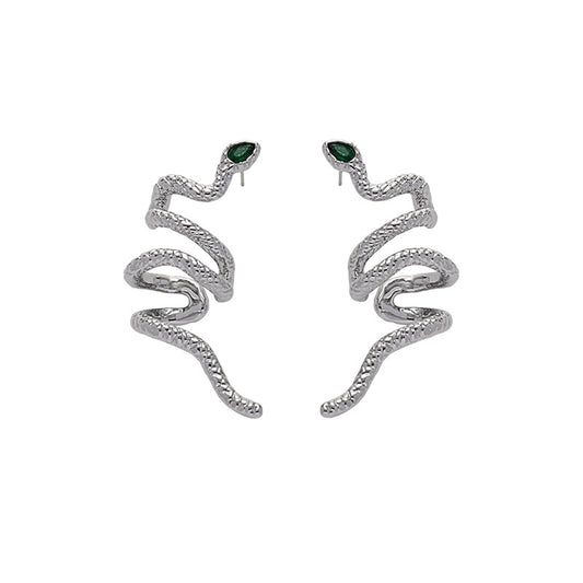 Y2K Chic  Slytherin Snake Designer Stud Earring