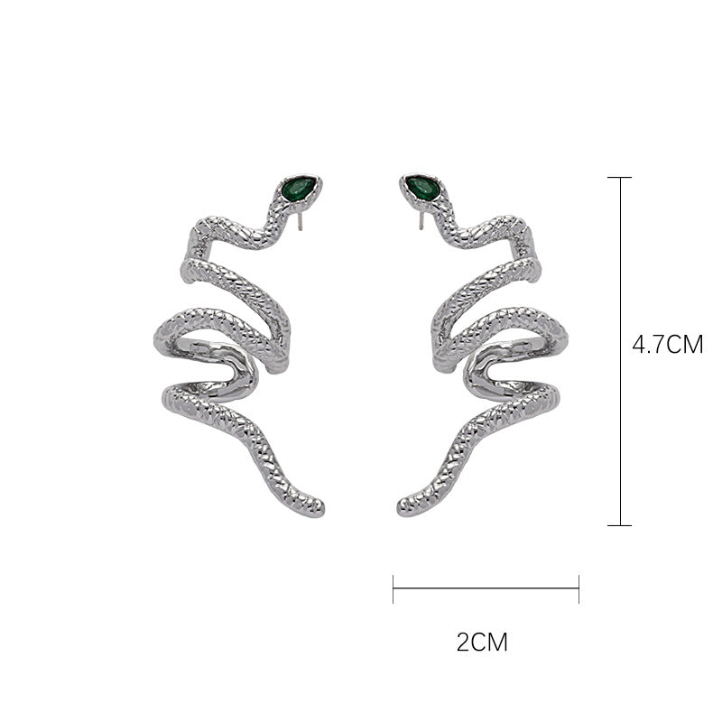Y2K Chic  Slytherin Snake Designer Stud Earring