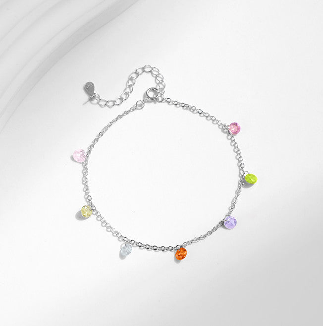 Summer Chic Women's Dopamine-style Colorful Crystalline Pendant Bracelet