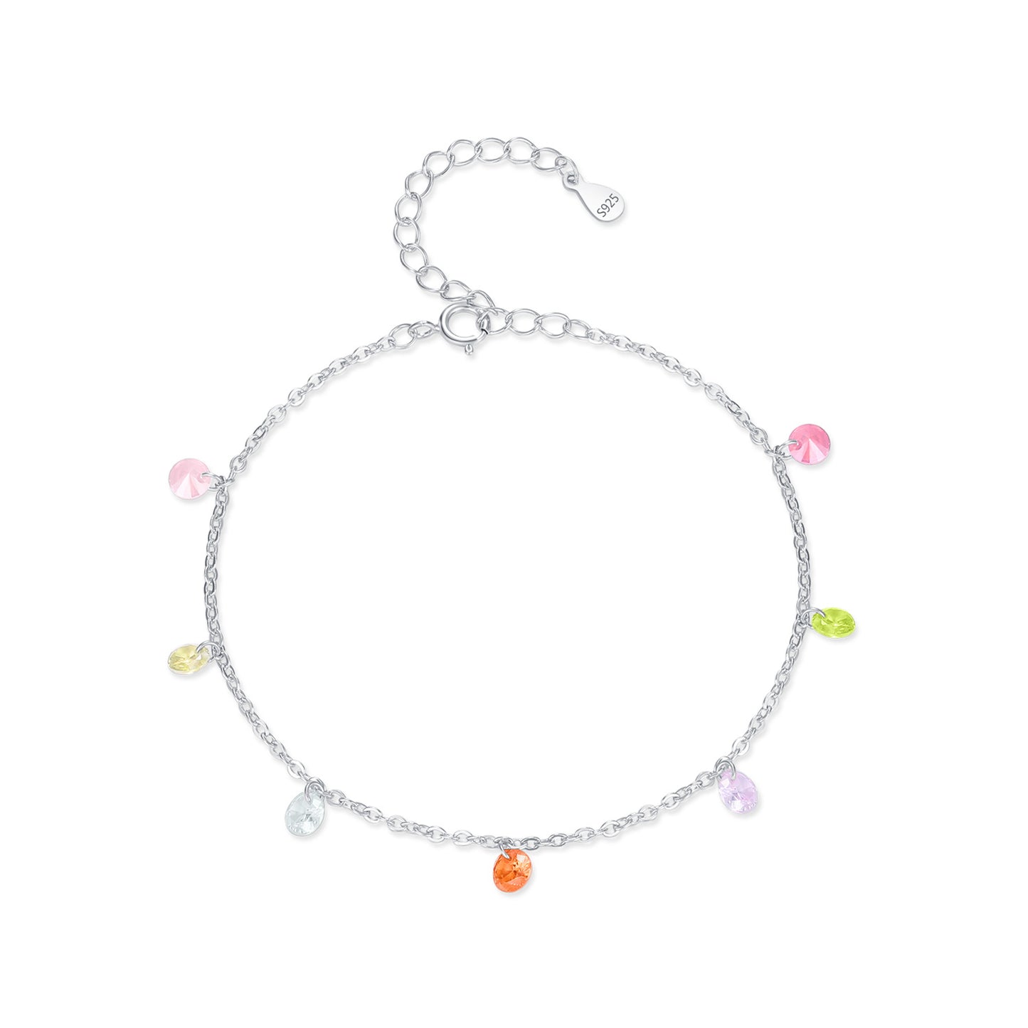 Summer Chic Women's Dopamine-style Colorful Crystalline Pendant Bracelet