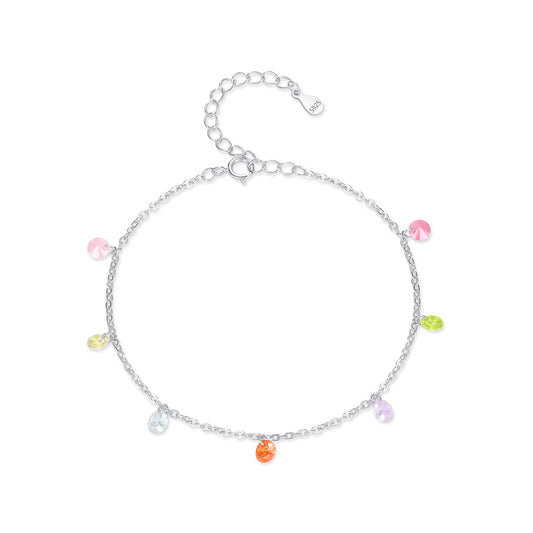 Summer Chic Women's Dopamine-style Colorful Crystalline Pendant Bracelet