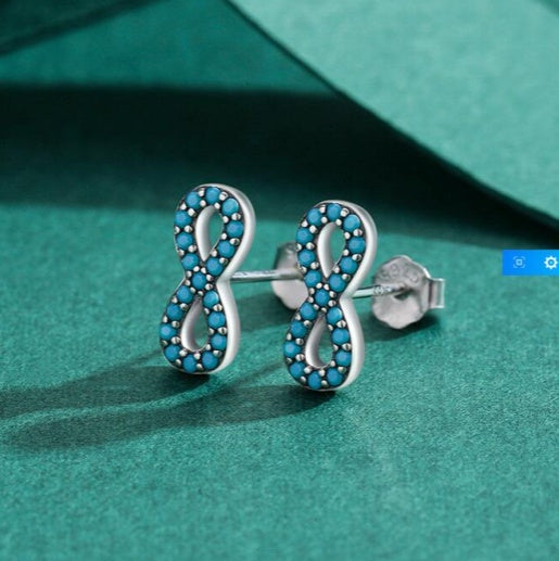 Korean Fashion Love Infinity Symbol Turquoise-Inspired Stud Earring