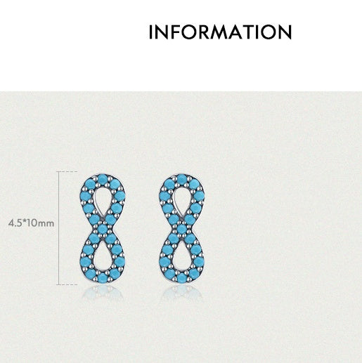 Korean Fashion Love Infinity Symbol Turquoise-Inspired Stud Earring