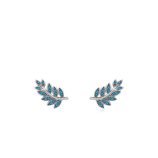 Retro-inspired Faux Turquoise Leaf Motif Statement Stud Earring