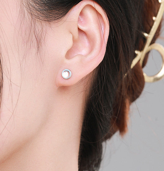 Elegant S925 Korean-style Moonstone Stud Earrings