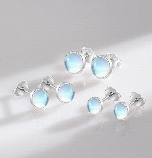 Elegant S925 Korean-style Moonstone Stud Earrings