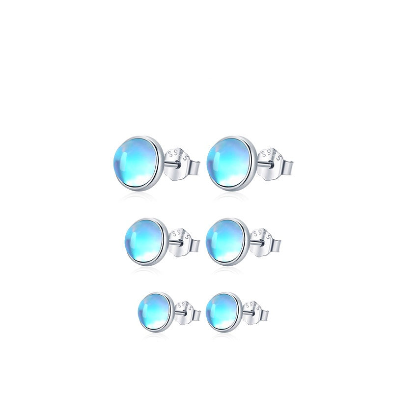 Elegant S925 Korean-style Moonstone Stud Earrings