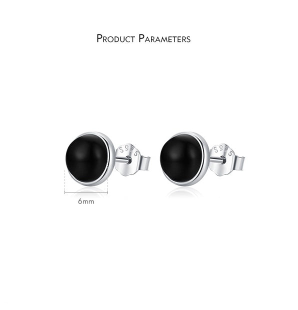 Sleek Exquisite Petite Commuter Style Black Onyx Inspired Ear Studs