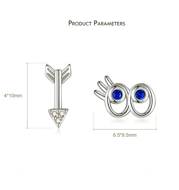 Perforated Design Whimsical Pupil & Dart Mismatched Stud Earring