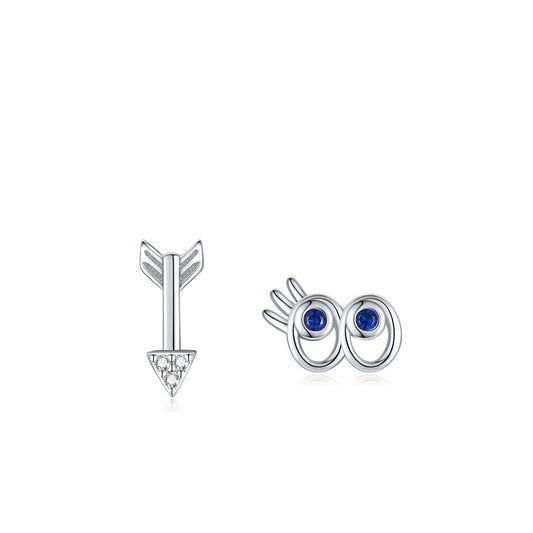 Perforated Design Whimsical Pupil & Dart Mismatched Stud Earring