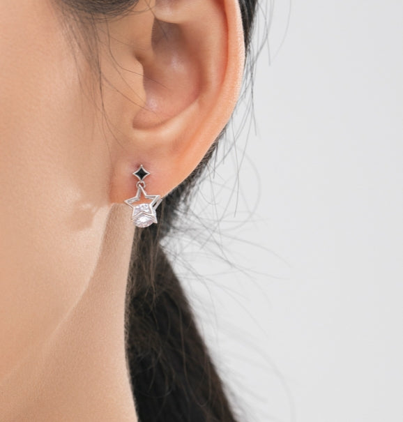 Minimalist Hollow Star CZ Inlay Dainty Stud Earring