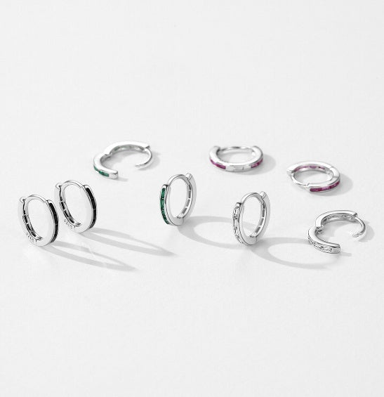 Korean-style Niche Design Entry lux Colorful CZ Hoop Earrings