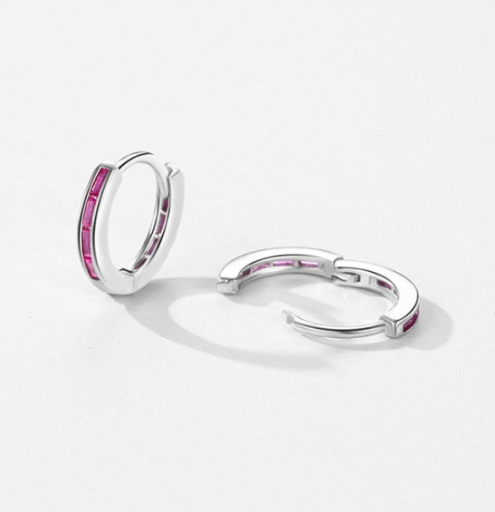 Korean-style Niche Design Entry lux Colorful CZ Hoop Earrings