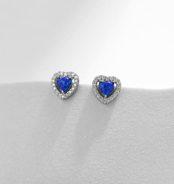 Designful Entry Lux Artificial Opal Love Heart Stud Earring