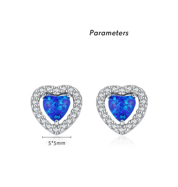 Designful Entry Lux Artificial Opal Love Heart Stud Earring