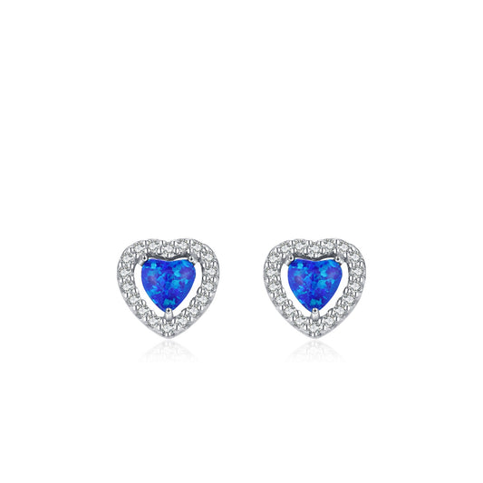 Designful Entry Lux Artificial Opal Love Heart Stud Earring