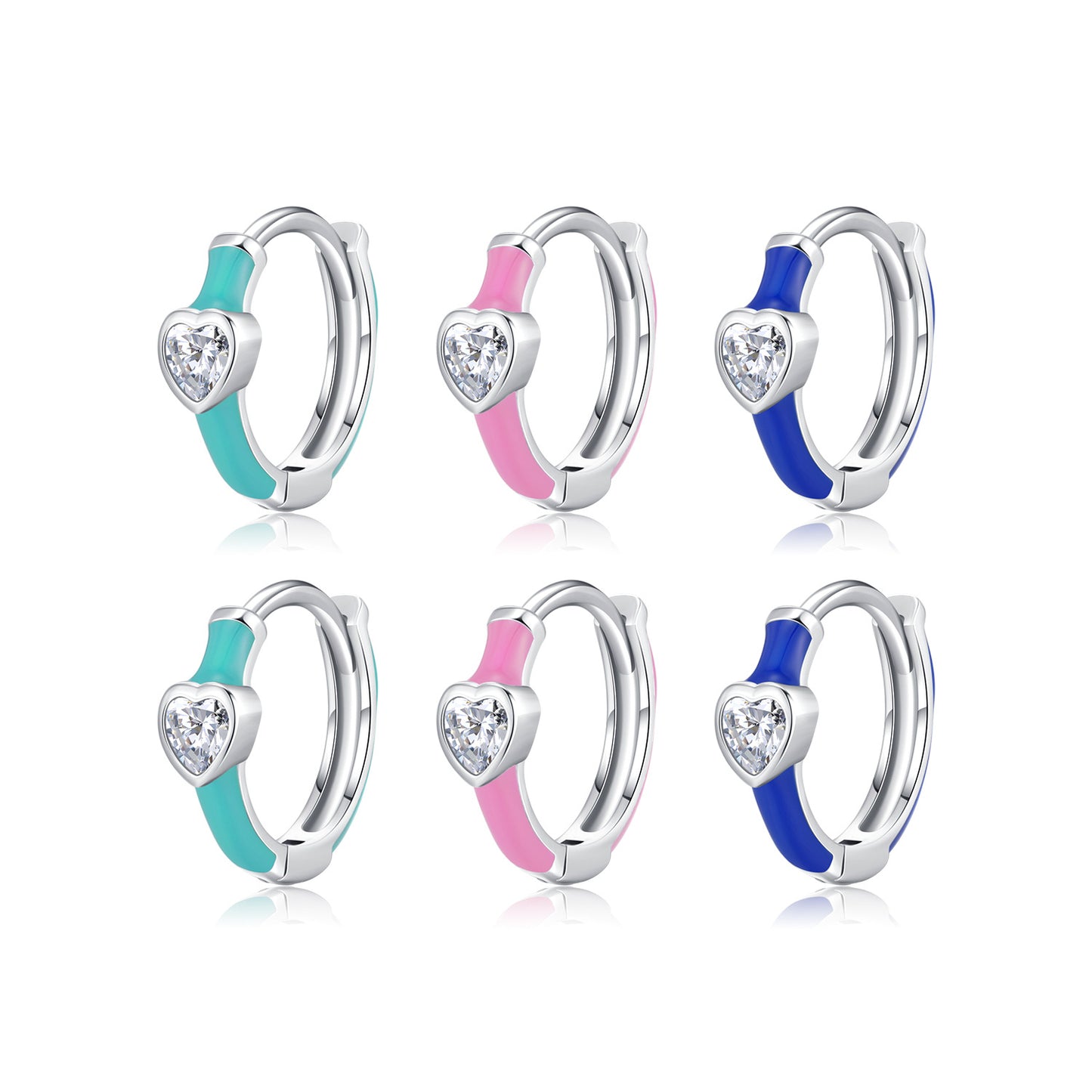 S925 Colorful Dopamine-style Enamel CZ Hoop & Huggie Earrings