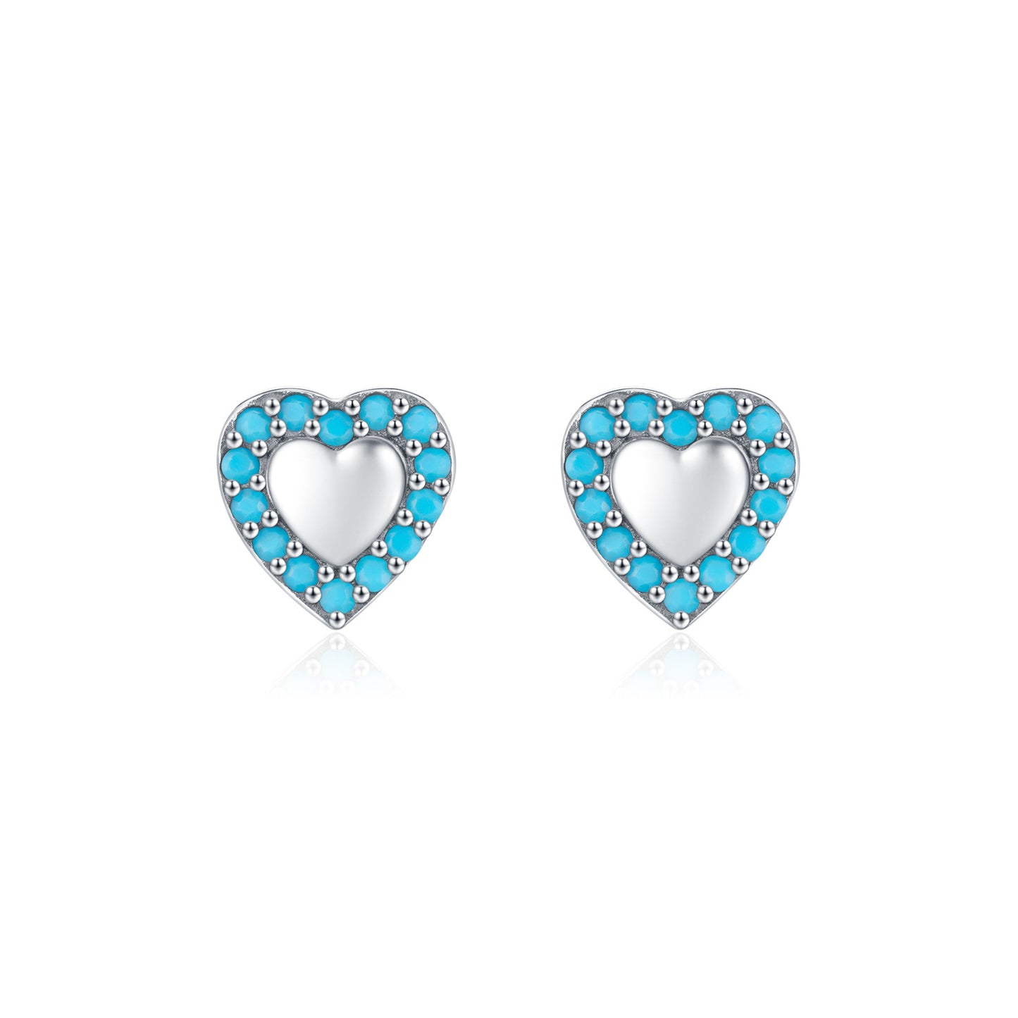 Vintage Mini Sweetheart Faux Turquoise Stud Earring with a Glossy Finish