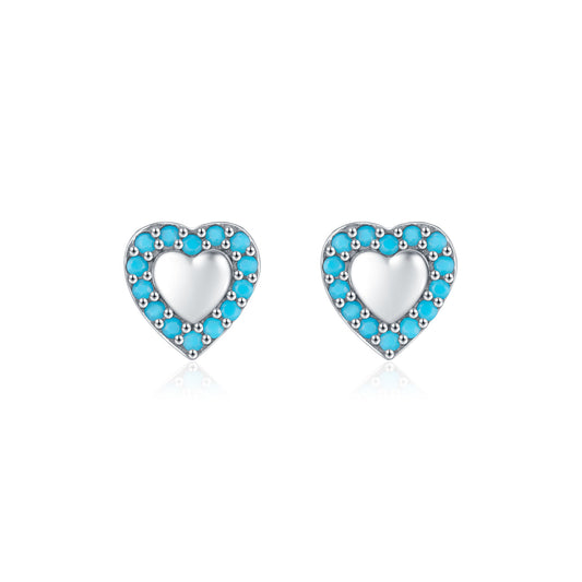 Vintage Mini Sweetheart Faux Turquoise Stud Earring with a Glossy Finish