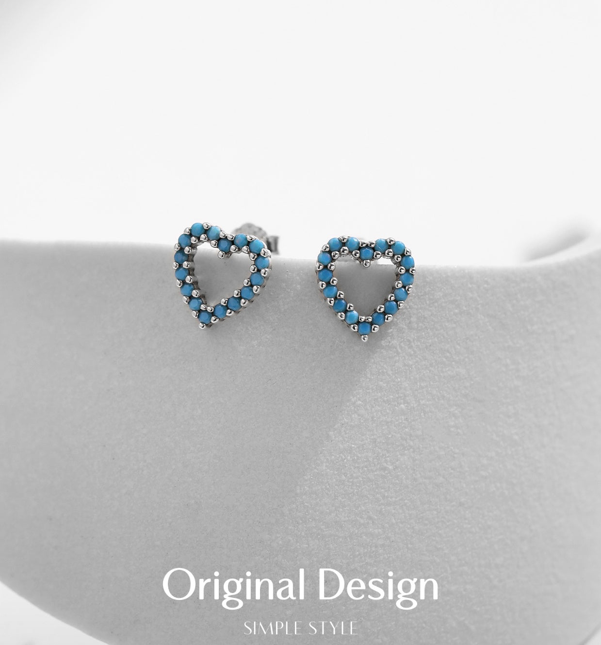 Hollow Design: Faux Turquoise Sweet Elegance Heart-Shaped Stud Earring