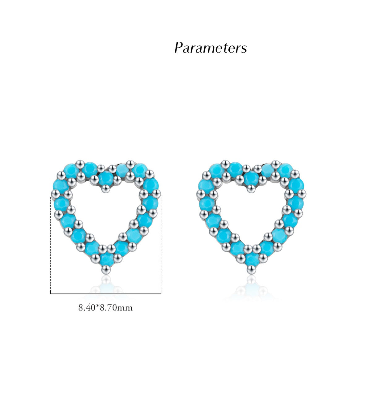 Hollow Design: Faux Turquoise Sweet Elegance Heart-Shaped Stud Earring