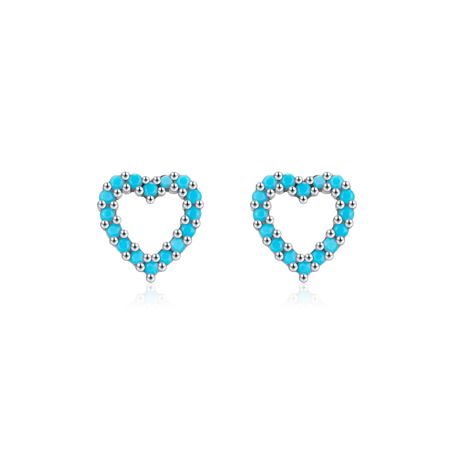 Hollow Design: Faux Turquoise Sweet Elegance Heart-Shaped Stud Earring