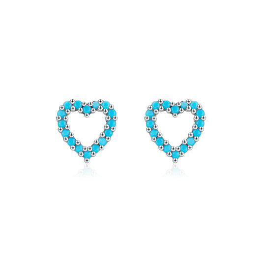 Hollow Design: Faux Turquoise Sweet Elegance Heart-Shaped Stud Earring