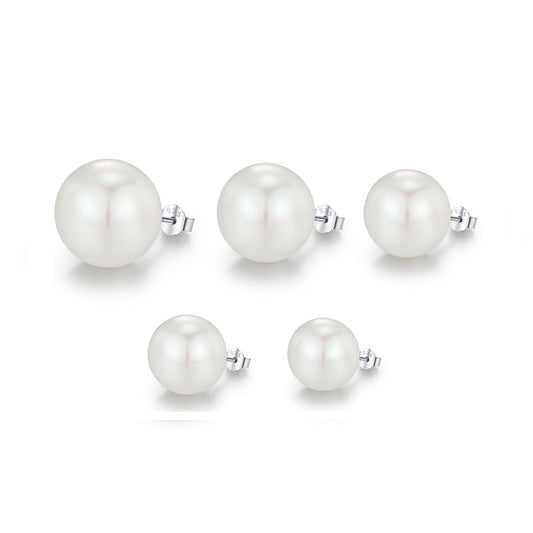 S925 French Style Sophisticated Swarovski Synthetic Pearl Ear Studs