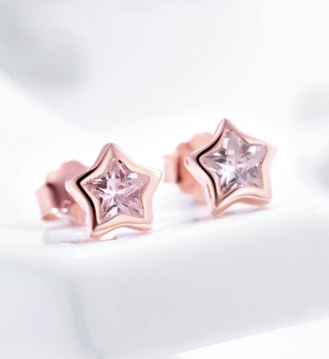 Adorably Chic Minimalist Starlit Woods Essence CZ Encrusted Stud Earring