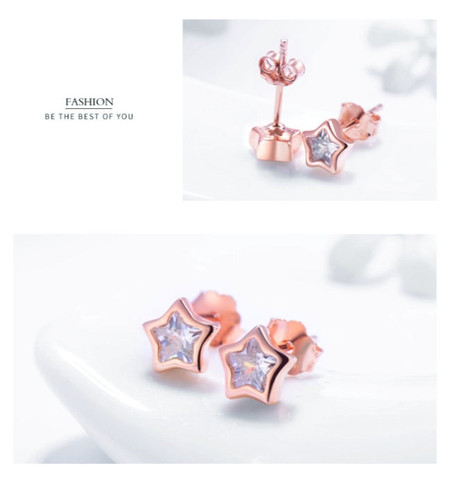 Adorably Chic Minimalist Starlit Woods Essence CZ Encrusted Stud Earring