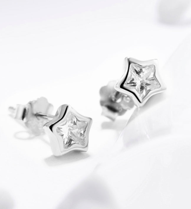 Adorably Chic Minimalist Starlit Woods Essence CZ Encrusted Stud Earring