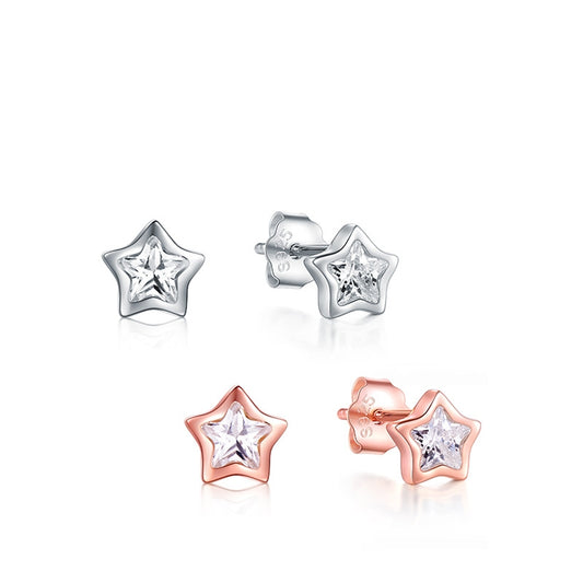 Adorably Chic Minimalist Starlit Woods Essence CZ Encrusted Stud Earring